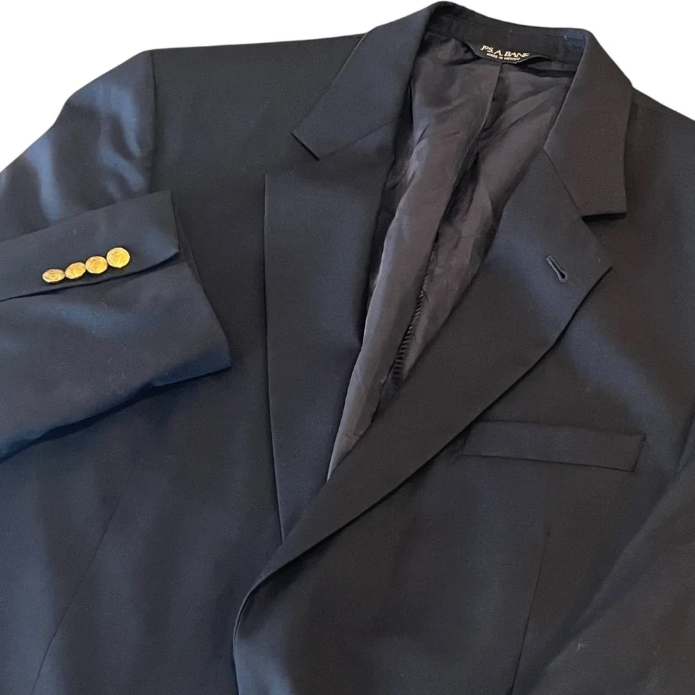 Jos A Bank Signature 100% Wool Gold 2 Button Blazer Sportcoat‎ Mens 42L Black